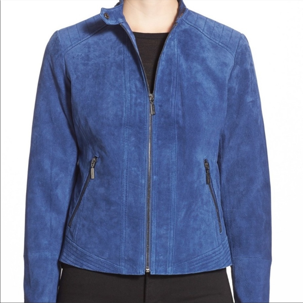 NWT Bernardo Blue Suede Moto jacket